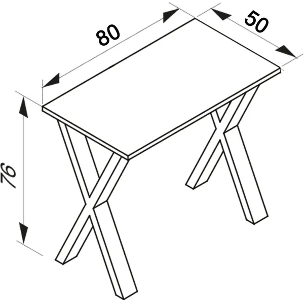 VCM Stůl Lona 80x50 X-nohy, dub sonoma