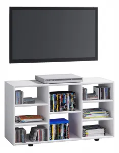 VCM Tv stolek s 8 policemi, bílý
