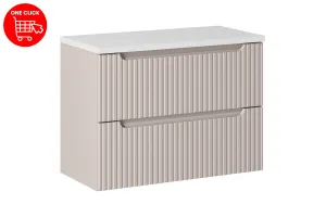 Comad Závesná skrinka pod umývadlo Nova Cashmere II s doskou 80 cm kašmír/biela