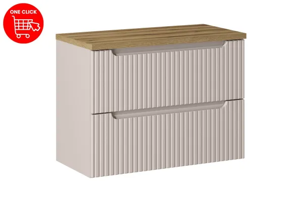 Comad Závesná skrinka pod umývadlo Nova Cashmere II s doskou 80 cm kašmír/dub coast evoke