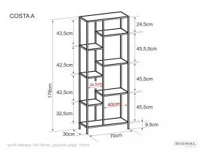 Signal Regál Costa A 70 cm černý