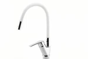 NOVASERVIS NOVASERVIS - Drezová batéria s bielym flexi ramenom Metalia 54, chróm 54014F,0B