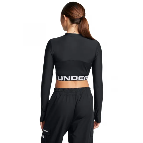 Dámske tréningové tričko s dlhým rukávom UNDER ARMOUR HeatGear Rib 1 4 Zip LS-BLK