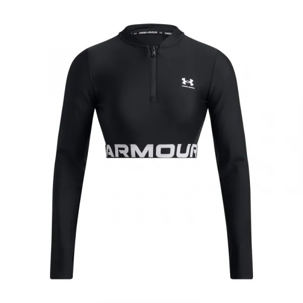 Dámske tréningové tričko s dlhým rukávom UNDER ARMOUR HeatGear Rib 1 4 Zip LS-BLK