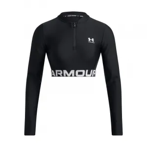 Dámske tréningové tričko s dlhým rukávom UNDER ARMOUR HeatGear Rib 1 4 Zip LS-BLK