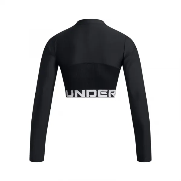 Dámske tréningové tričko s dlhým rukávom UNDER ARMOUR HeatGear Rib 1 4 Zip LS-BLK