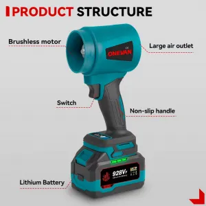 SUPER ULTRA VÝKONNÝ TURBO FÉN sušič karosérie, ofukovač snehu OneVan 4000W 400M/S 2 x batéria 928Vf. Náradie je vhodné pre batériu MAKITA 18V Batéria: Bez batéria