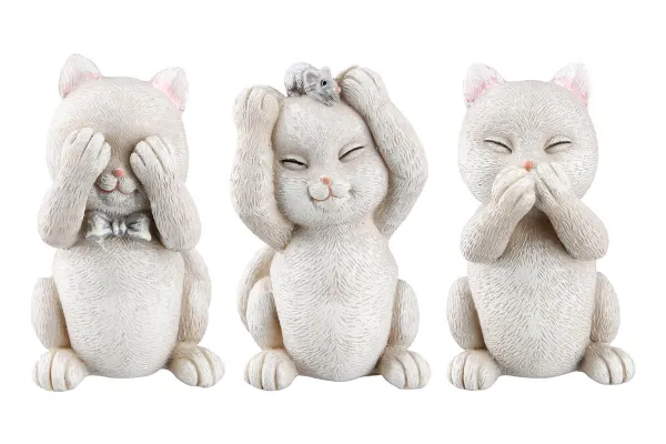 Gilde Dekorační figurky Trio moudrých koček, sada 3 ks