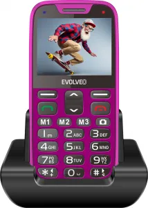 EVOLVEO EasyPhone XR, mobilní telefon pro seniory s nabíjecím stojánkem, růžový