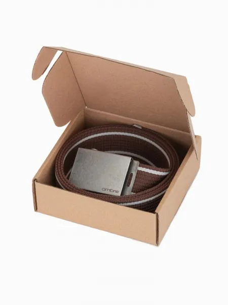 Ombre Two-tone men's parchment belt with horizontal stripes border