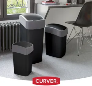 CURVER Odpadkový kôš FLIP BIN 45l | čierna / strieborná