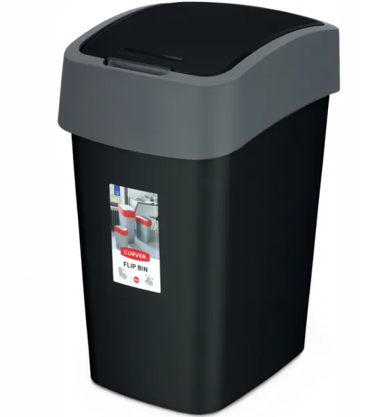 CURVER Odpadkový kôš FLIP BIN 45l | čierna / strieborná