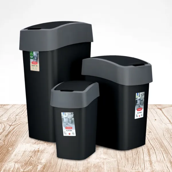 CURVER Odpadkový kôš FLIP BIN 45l | čierna / strieborná