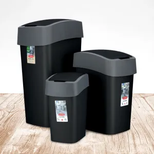 CURVER Odpadkový kôš FLIP BIN 45l | čierna / strieborná