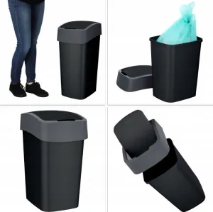 CURVER Odpadkový kôš FLIP BIN 45l | čierna / strieborná