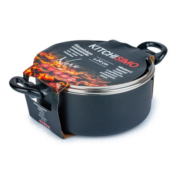 Kastról s pokrievkou KITCHISIMO Nero 4l nepriľnavý povrch