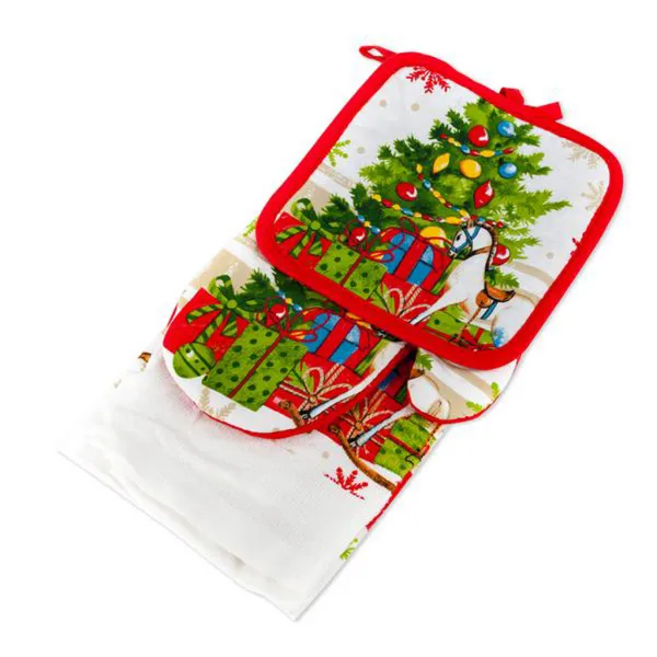 Kuchynský vianočný set TORO rukavica, chňapka, utierka