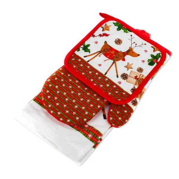 Kuchynský vianočný set TORO rukavica, chňapka, utierka