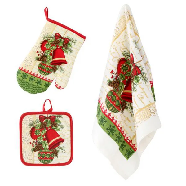 Kuchynský vianočný set TORO rukavica, chňapka, utierka