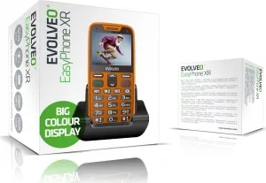 EVOLVEO EasyPhone XR, mobilný telefón pre seniorov s nabíjacím stojanom, oranžový