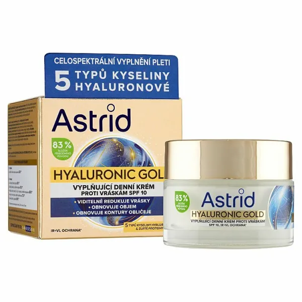 Astrid Hyaluronic Gold vyplňujúci denný krém proti vráskam SPF 10 50 ml 1ks