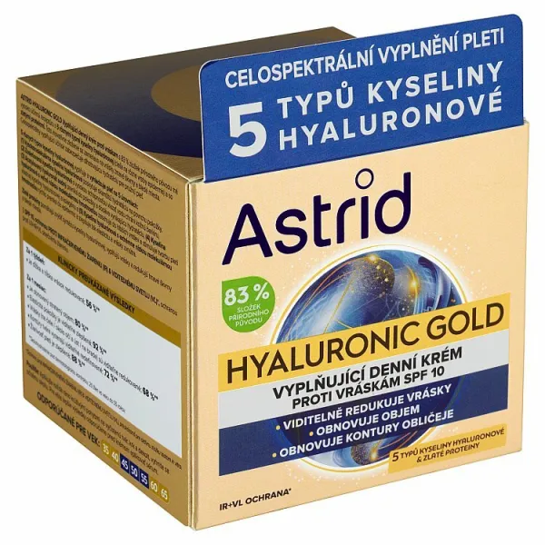 Astrid Hyaluronic Gold vyplňujúci denný krém proti vráskam SPF 10 50 ml 1ks