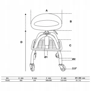 BGS Technics Dielenská stolička so 4 kolieskami, výškovo nastaviteľná 540-680 mm, BGS 70145