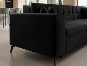 Eltap Rohová rozkládací sedací souprava SOLANGE 292 cm Mat Velvet 99 černá pravá