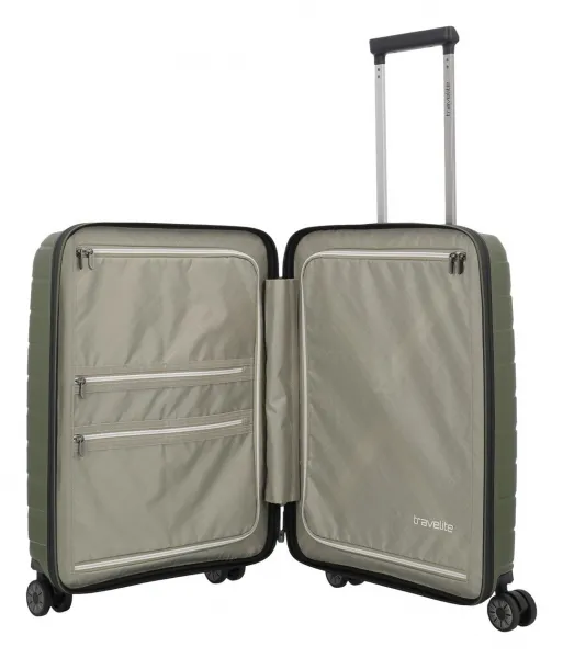Palubný kufor na notebook Travelite Air Base 4w S Front pocket Olive