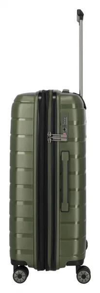 Stredný škrupinový kufor na kolieskach Travelite Air Base M Olive