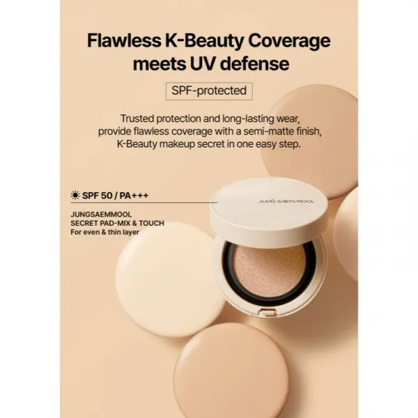 JUNG SAEM MOOL Skin Nuder Cover Layer Cushion hydratačný make-up v hubke + náhradná náplň odtieň Medium Deep 2x14 g