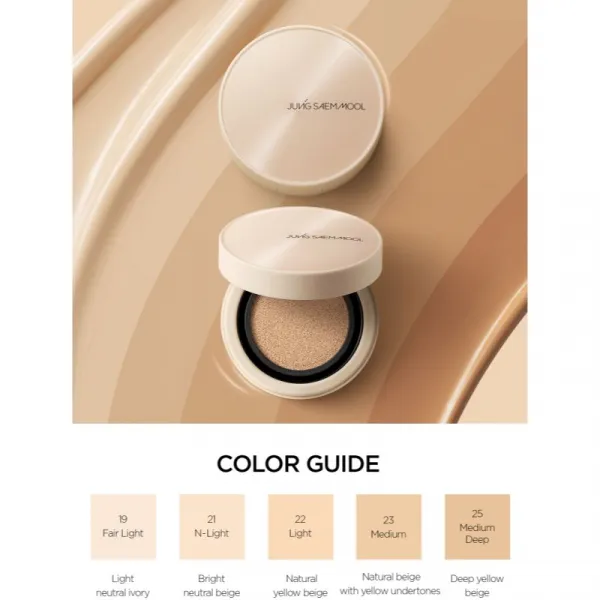 JUNG SAEM MOOL Skin Nuder Cover Layer Cushion hydratačný make-up v hubke + náhradná náplň odtieň Medium Deep 2x14 g