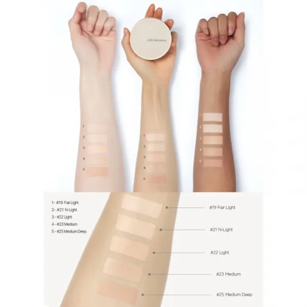 JUNG SAEM MOOL Skin Nuder Cover Layer Cushion hydratačný make-up v hubke + náhradná náplň odtieň Medium Deep 2x14 g