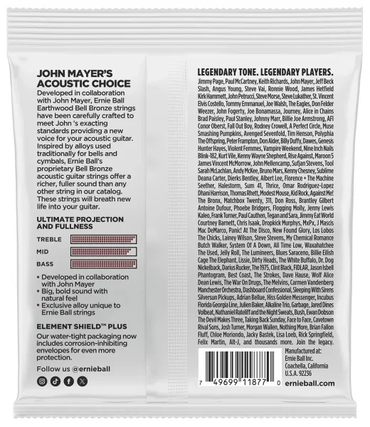 Ernie Ball Medium Light Earthwood Bell Bronze Acoustic 12-54
