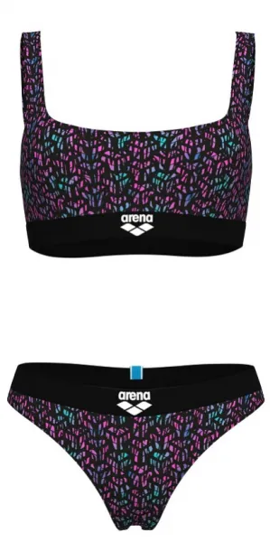 Arena monogram elastic bikini brallette black/multi xl - uk38