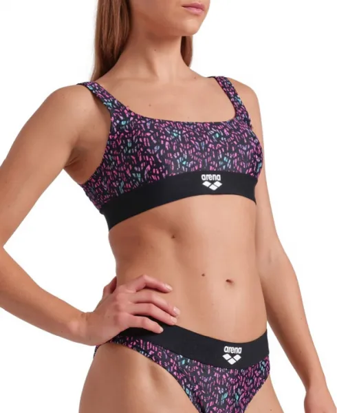 Arena monogram elastic bikini brallette black/multi xl - uk38