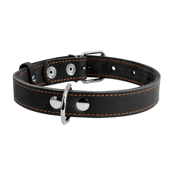 Kožený obojok čierny, Obvod krku: dĺžka: 22-30cm, širka: 10mm