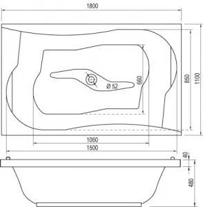 OLSEN SPA - Obdĺžniková vaňa PADOVA - Nožičky k vani - 2x Nožičky, Rozmer vane - 180 × 110 cm VANPAD18 + VANNOZ + VANNOZ