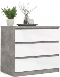 Tvilum Komoda Simplicitous III betón/biela lesk