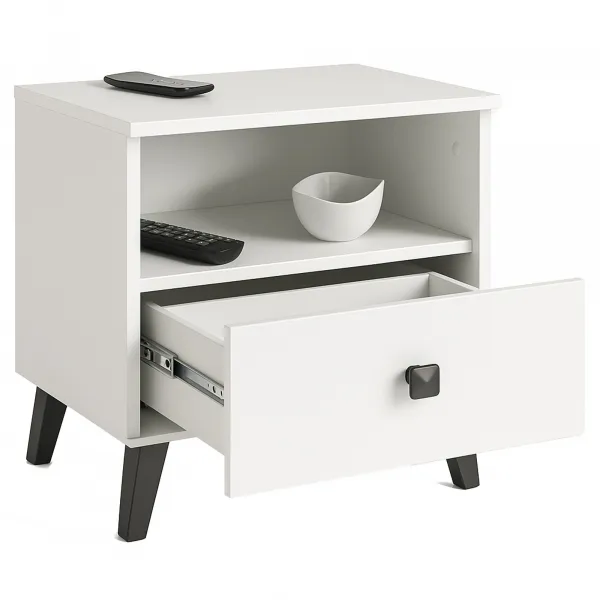 Ak furniture Nočný stolík MOBI K-01 biely/čierny