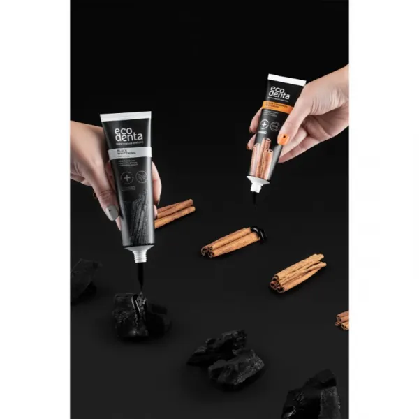 Ecodenta Expert Black Whitening čierna bieliaca zubná pasta bez fluóru 100 ml