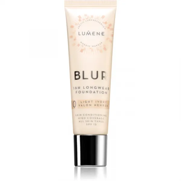 Lumene Blur 16h Longwear dlhotrvajúci make-up SPF 15 odtieň 0 Light Ivory (Cool) 30 ml