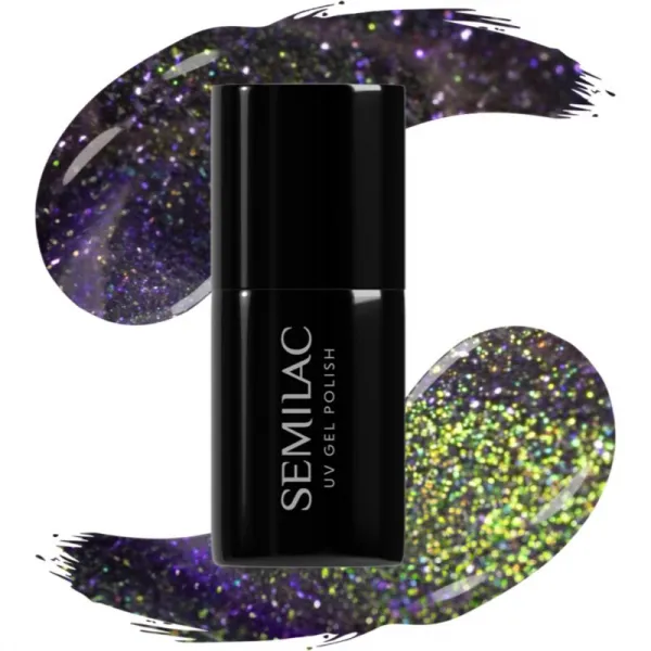 Semilac UV Hybrid Galaxy Flash gélový lak na nechty s použitím UV/LED lampy odtieň 825 Cyber Violet 7 ml