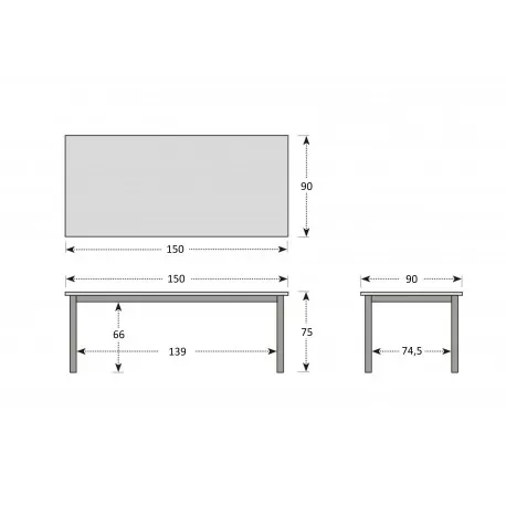 Stôl CONCEPT s teakovou doskou 150 x 90 x 75 cm DP266CO111732