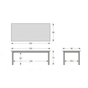 Stôl CONCEPT s teakovou doskou 150 x 90 x 75 cm DP266CO111732