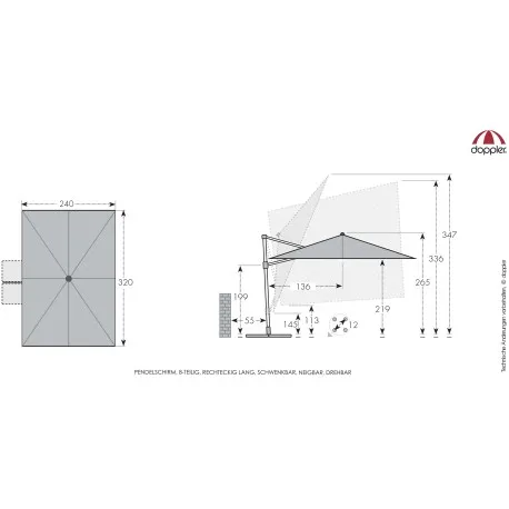 Doppler myZone 320 x 240 cm -  záhradný naklápací bočný slnečník : Barvy slunečníků - 816