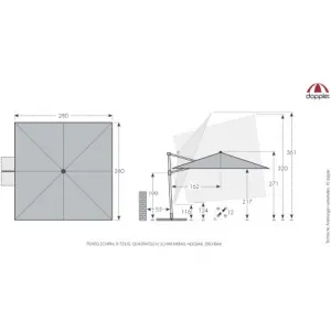 Doppler Slnečník výkyvný MyZone AX kivi, 8dielny, 280 x 280 cm