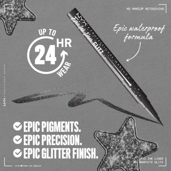 NYX Professional Makeup Epic Ink Glitz metalická ceruzka na oči odtieň Graphite Glitz 1 ml