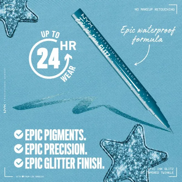 NYX Professional Makeup Epic Ink Glitz metalická ceruzka na oči odtieň Tapered Twinkle 1 ml