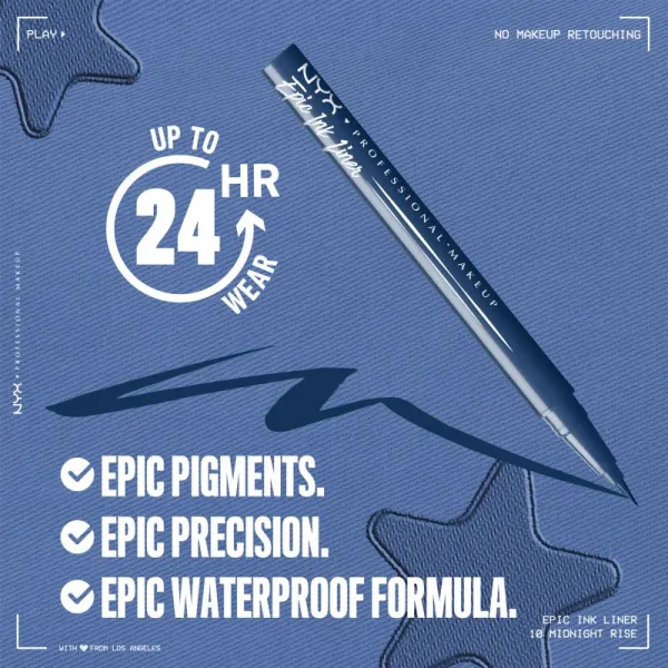 NYX Professional Makeup Epic Ink Precízna vodeodolná linka odtieň Midnight Rise 1 ml